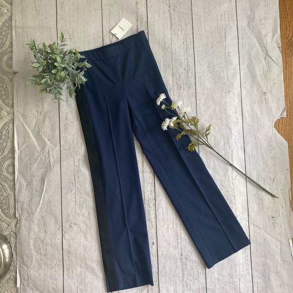 THEORY • blue and black stripe snap dress pull on pant nwt - Picture 14 of 16